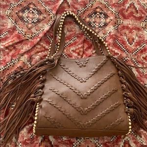 Brown Big Buddha bag with tassels